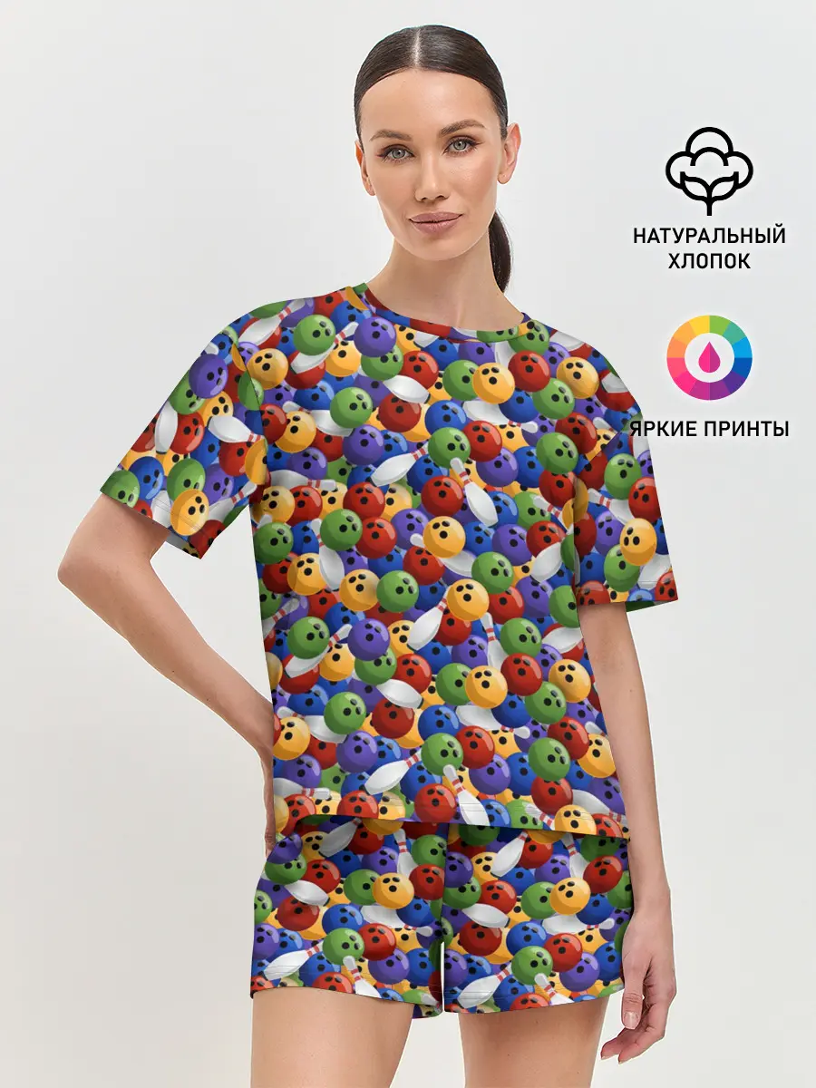 Женская пижама с шортами / Боулинг