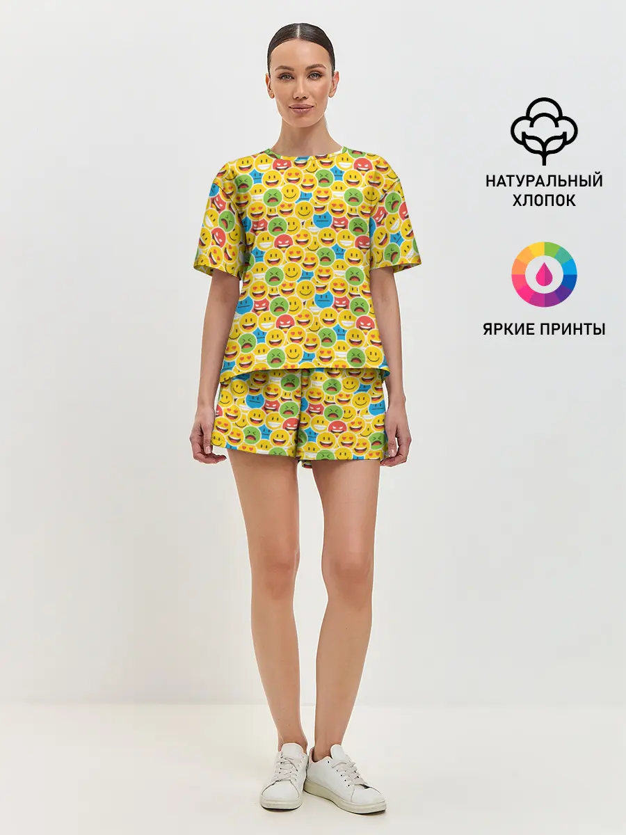 Женская пижама с шортами / Смайлики
