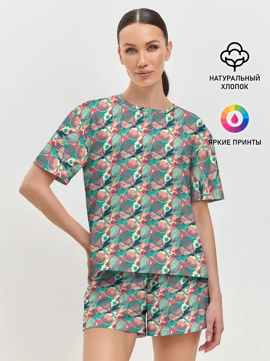 Женская пижама с шортами / Теннисные Ракетки