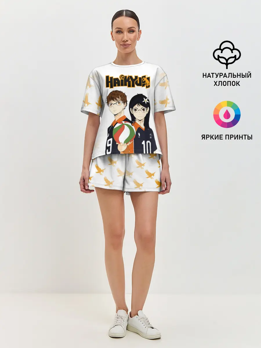 Женская пижама с шортами / Майкл и Лили в роли персонажей Haikyuu!!