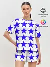 Женская пижама с шортами / Синие звёзды на белом фоне
