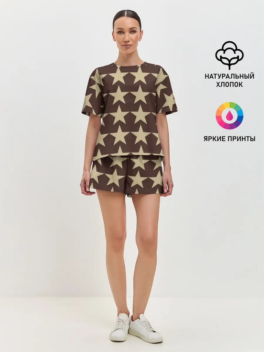 Женская пижама с шортами / Шампанские звёзды