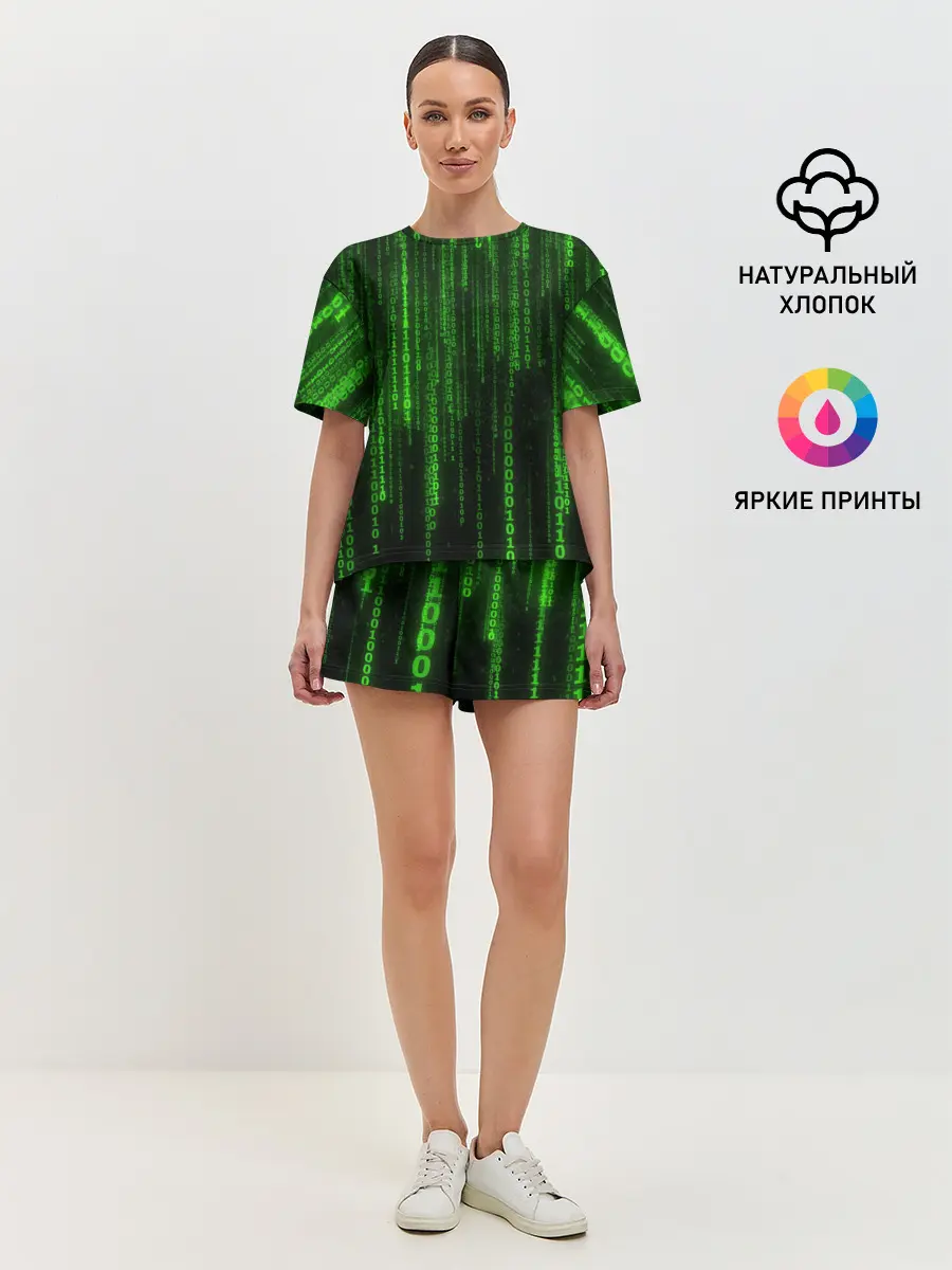 Женская пижама с шортами / Двоичный код 3D