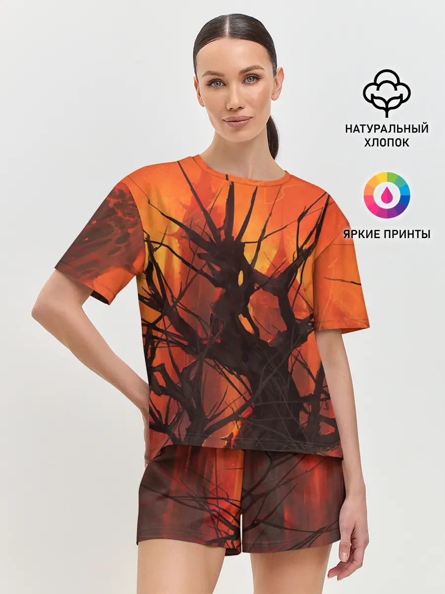 Женская пижама с шортами / ДРЕВО ХАОС 3D