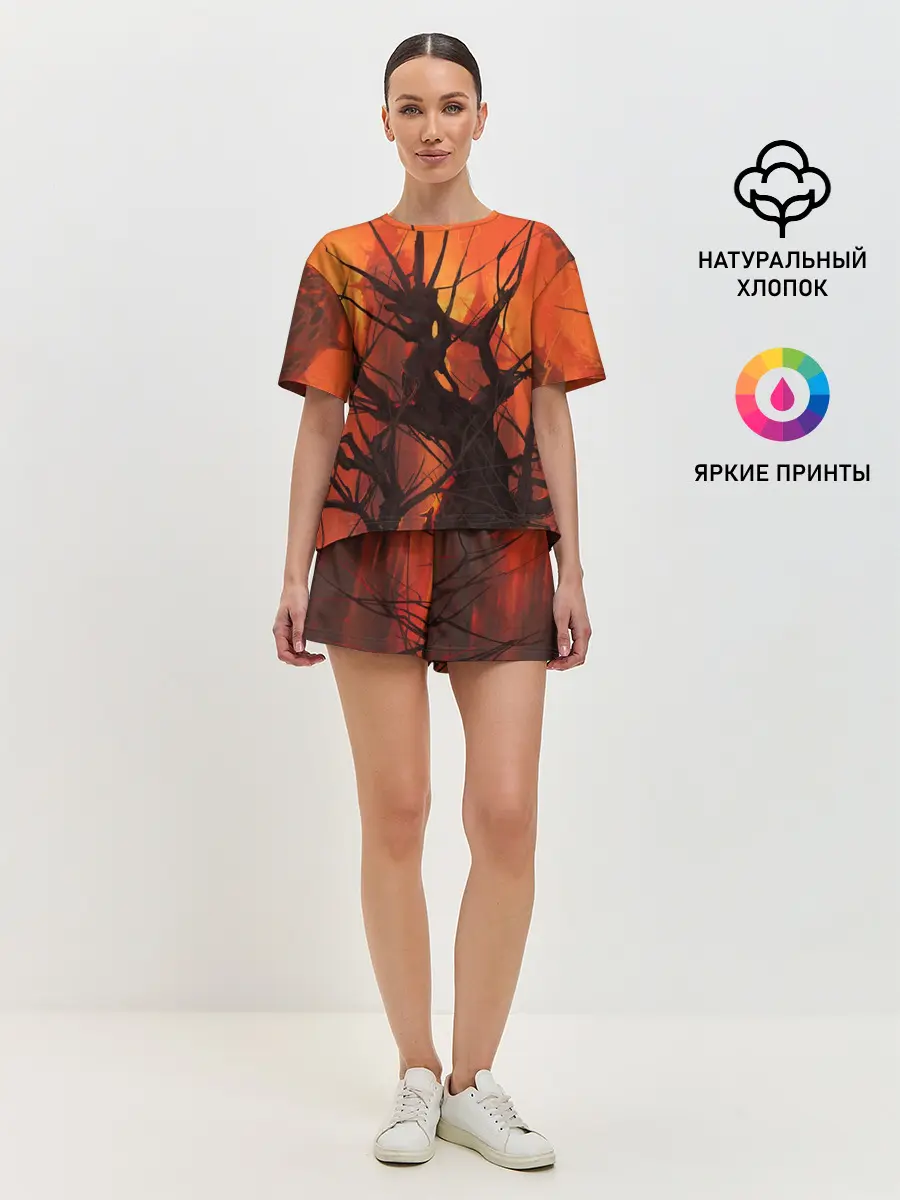 Женская пижама с шортами / ДРЕВО ХАОС 3D