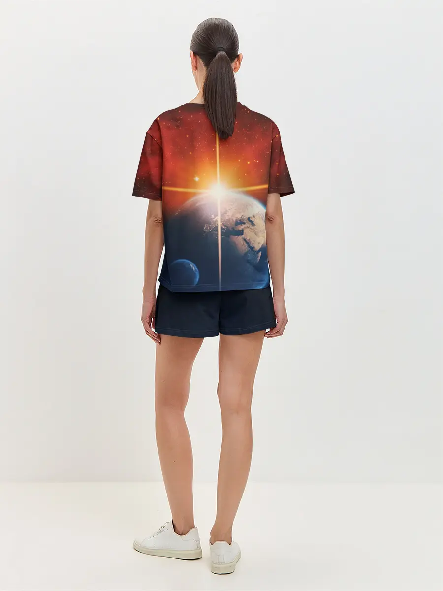 Женская пижама с шортами / Космос земля 3D
