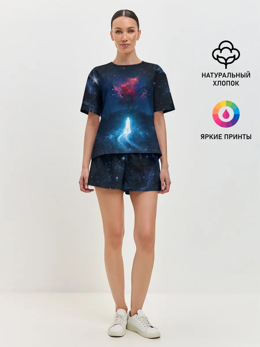 Женская пижама с шортами / Душа идущая в космос | Soul space