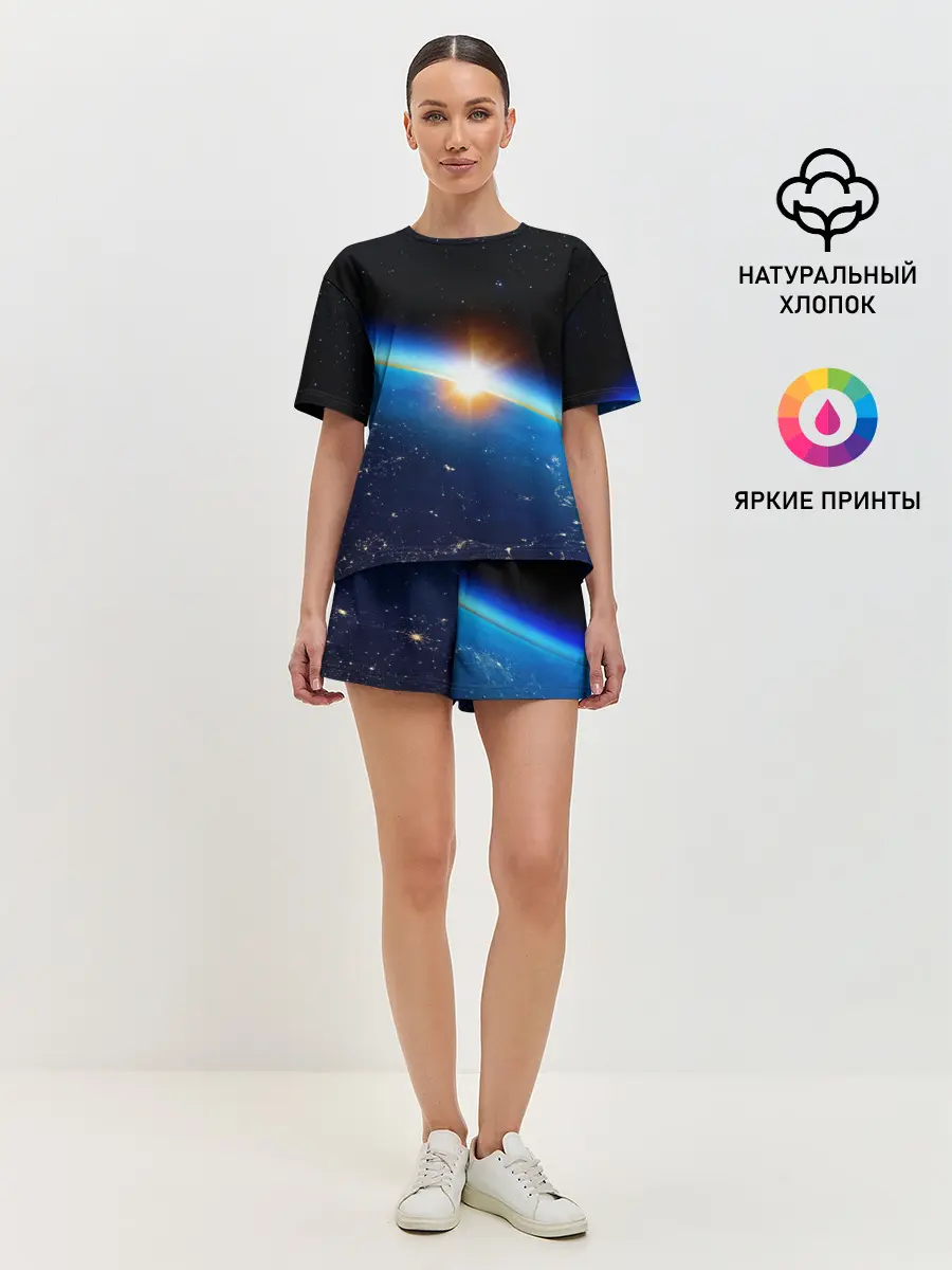 Женская пижама с шортами / КОСМИЧЕСКИЙ РАССВЕТ 3D