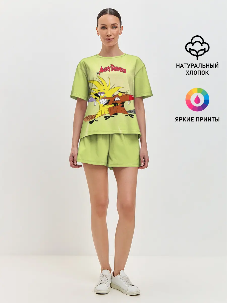 Женская пижама с шортами / Крутые бобры