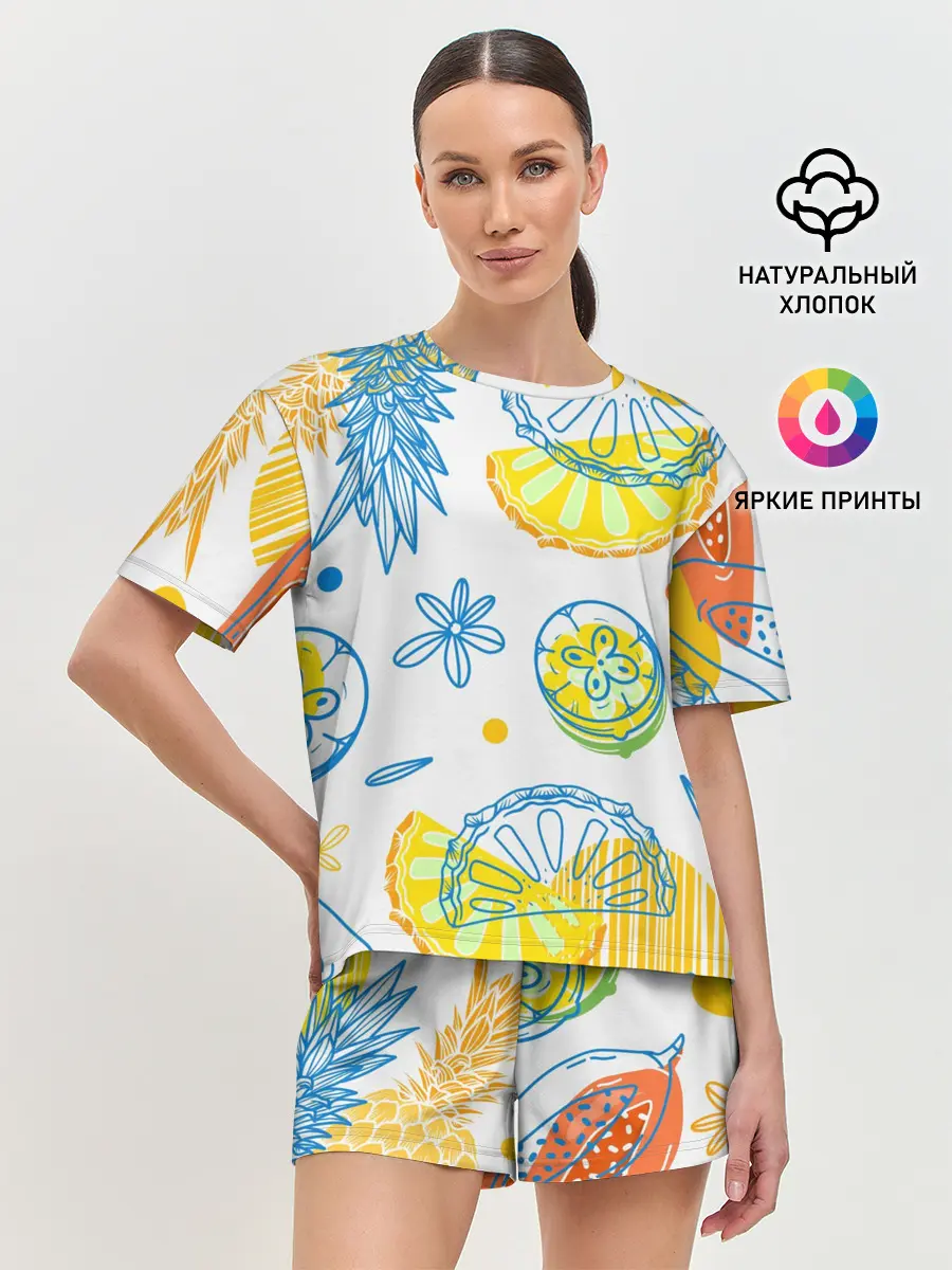 Женская пижама с шортами / Фруктовое настроение