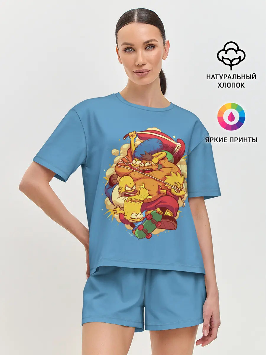 Женская пижама с шортами / Драка с Симпсонами