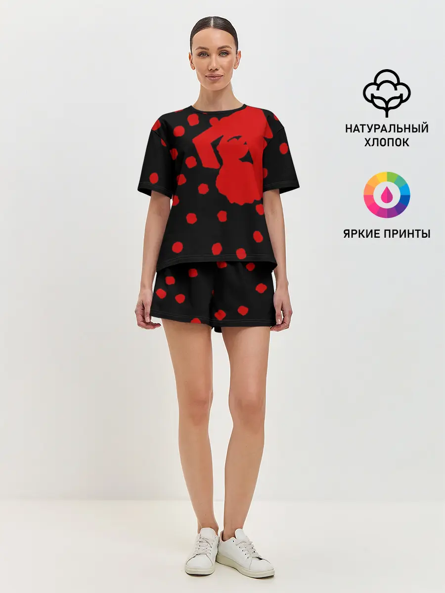 Женская пижама с шортами / Japanese characters and a face