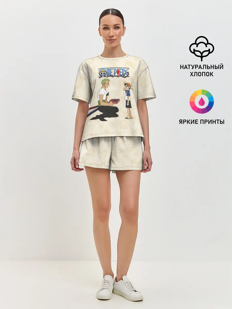Женская пижама с шортами / Ророноа Зоро и малыш Манки Д. Луффи