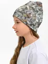 Детская шапка / желто-серый каменный узор