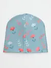 Детская шапка / Цветочки и листики на голубом