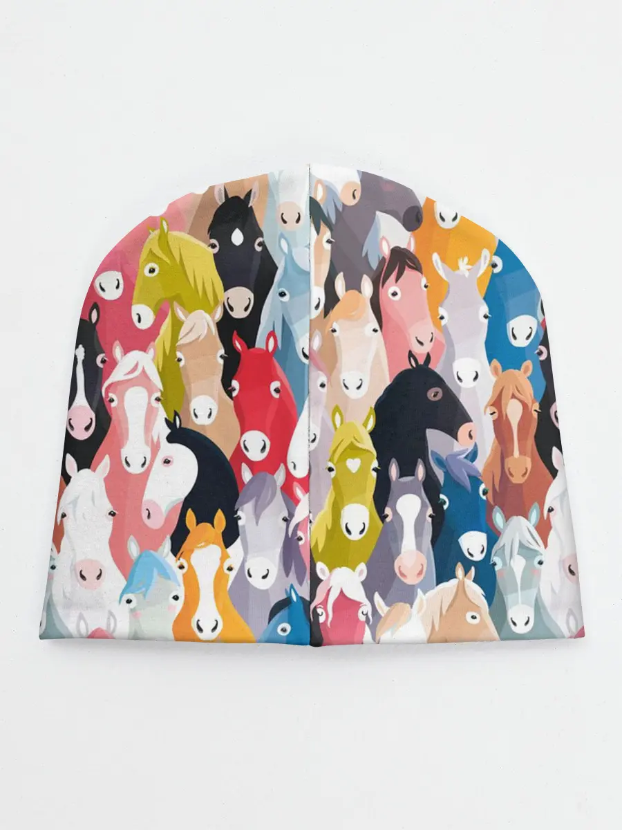 Детская шапка / цветные лошади