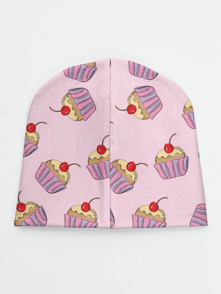 Детская шапка / Капкейки на розовом
