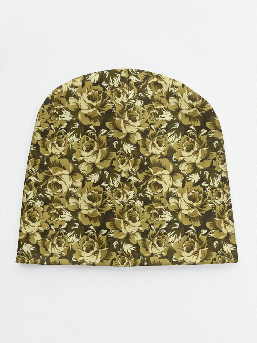 Детская шапка / Золотой камуфляж из роз
