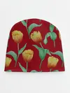 Детская шапка / Тюльпаны на красном фоне