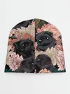 Детская шапка / Мопсы и Цветы