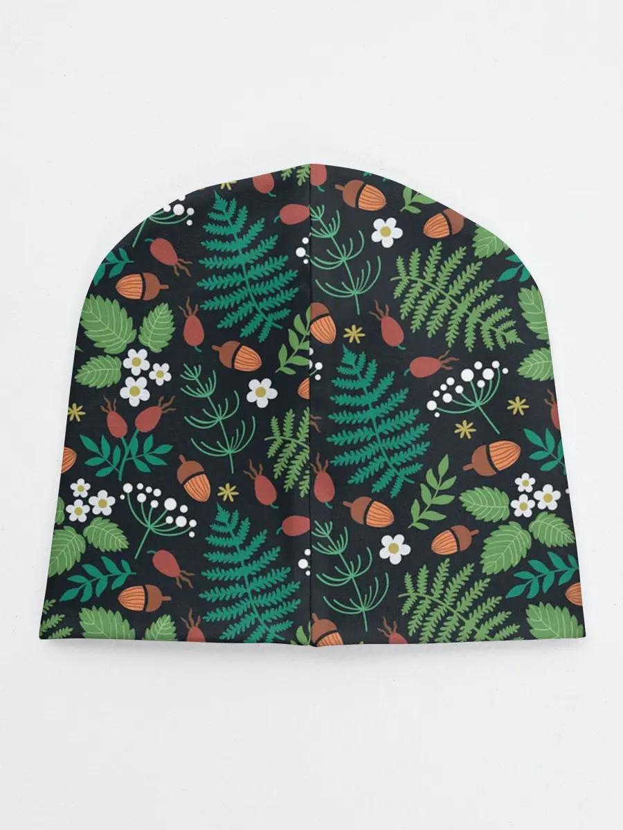 Детская шапка / Лесные листочки цветочки
