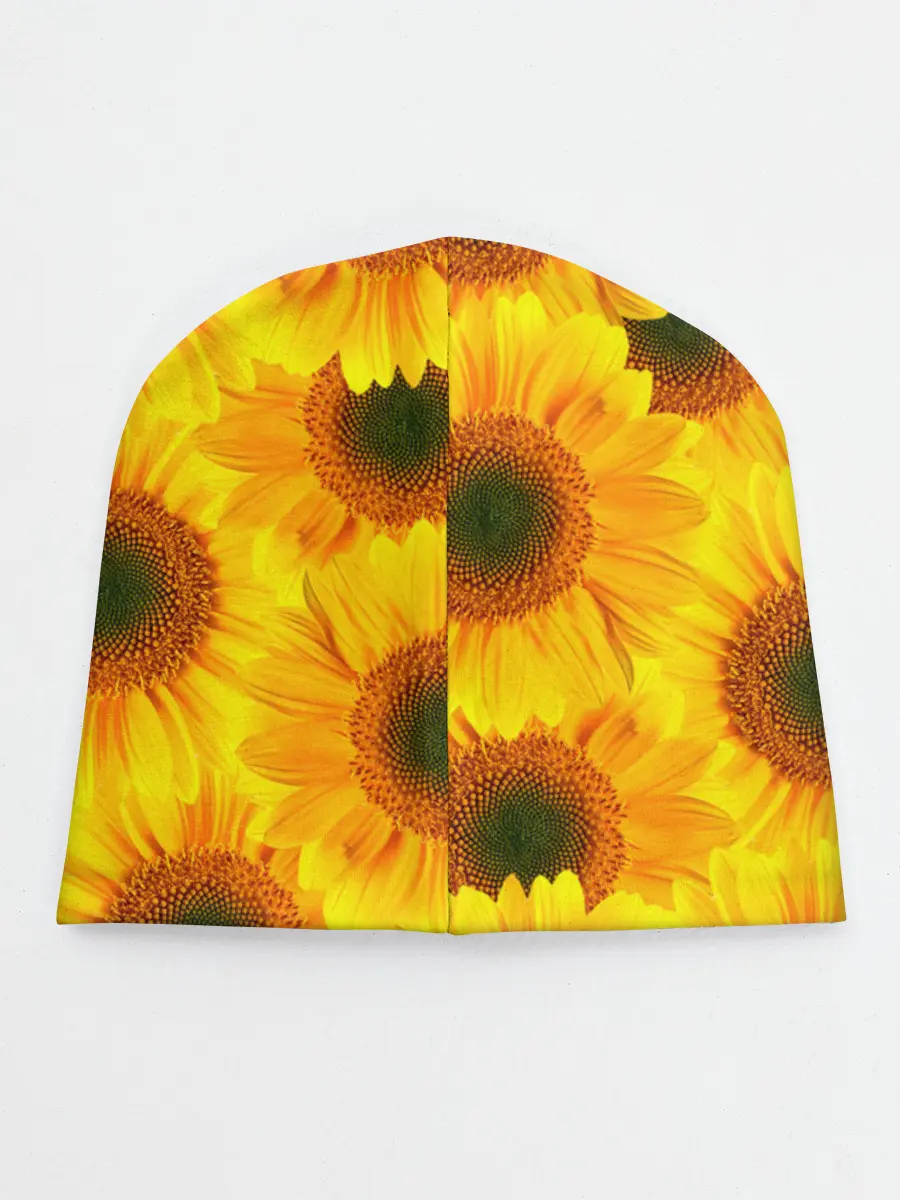 Детская шапка / Принт подсолнухи желтый