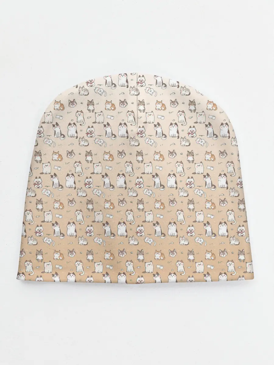 Детская шапка / много котиков узор