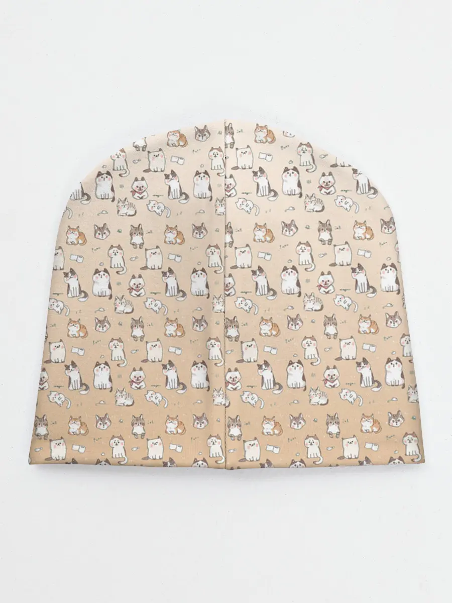 Детская шапка / много котиков узор