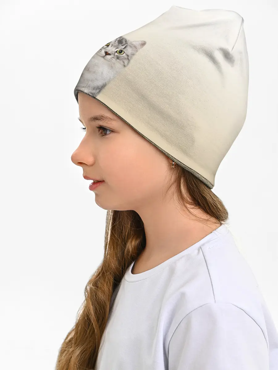 Детская шапка / Пушистый котик реалистичный