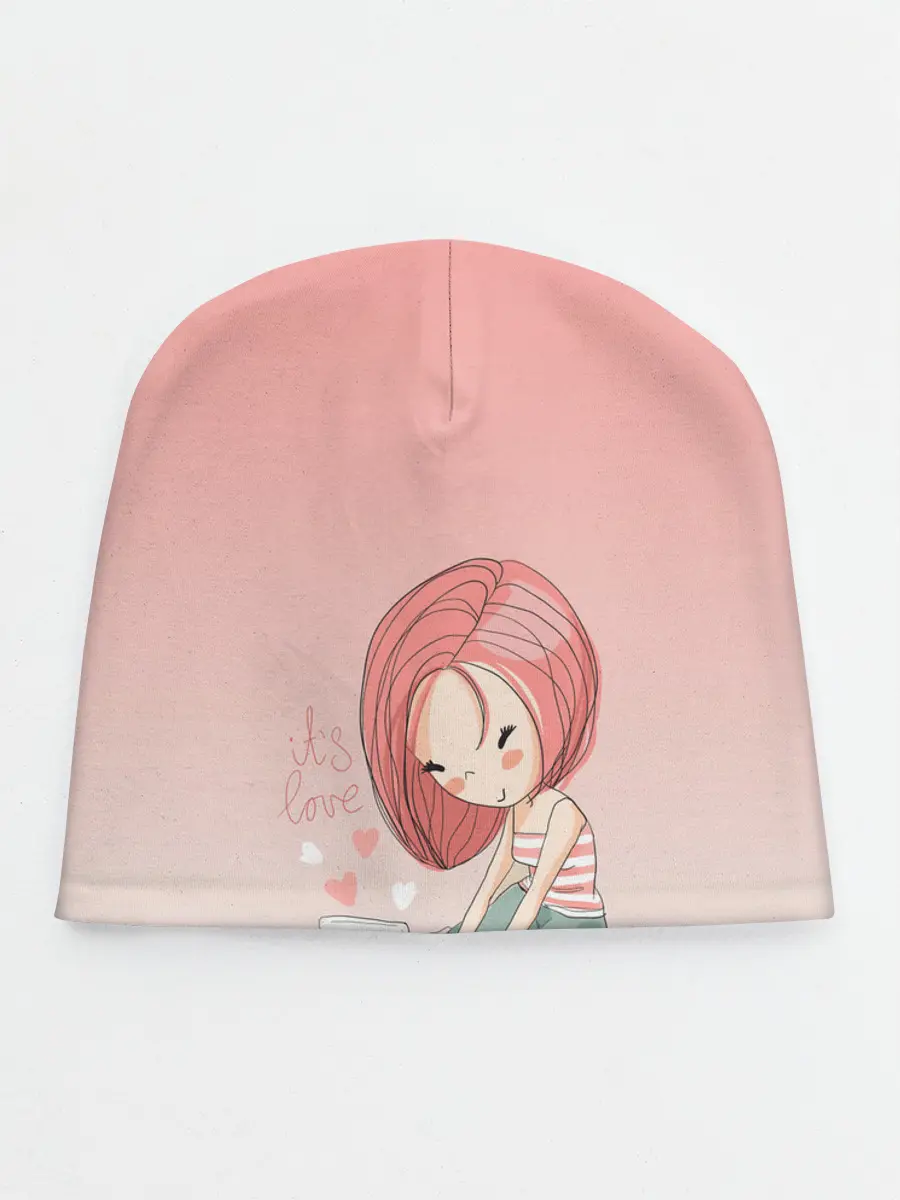 Детская шапка / влюбленная девушка ноутбук