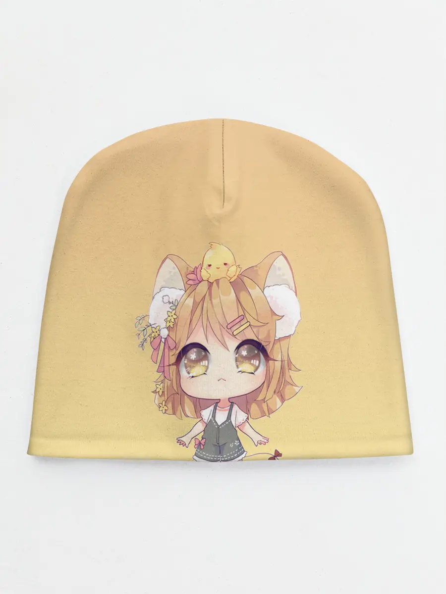 Детская шапка / малышка чиби и цыпленок