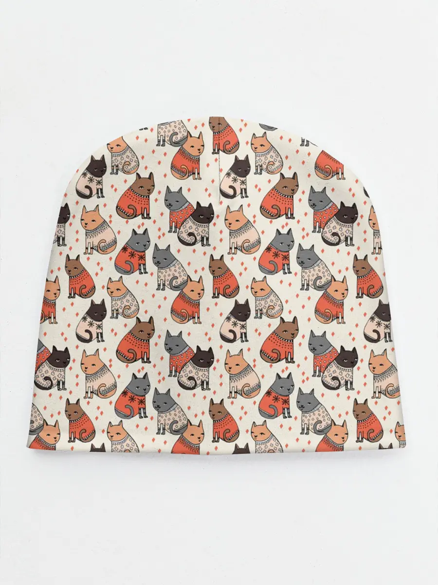Детская шапка / Коты в Свитерах Паттерн