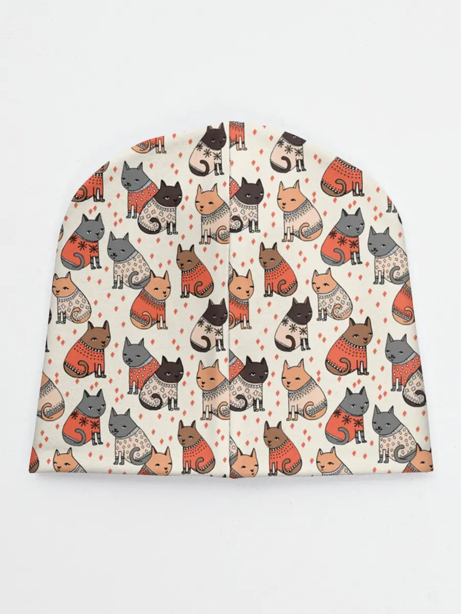 Детская шапка / Коты в Свитерах Паттерн