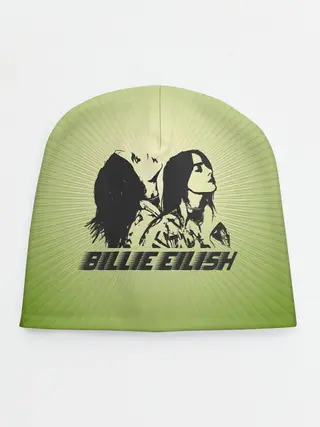 Детская шапка / Билли Айлиш на зеленом фоне