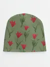 Детская шапка / Красные тюльпаны на зеленом