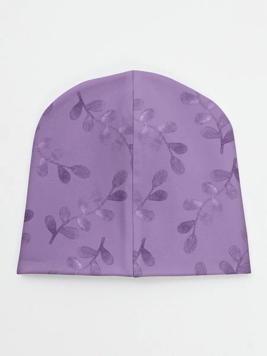 Детская шапка / Листья на фиолетовом фоне