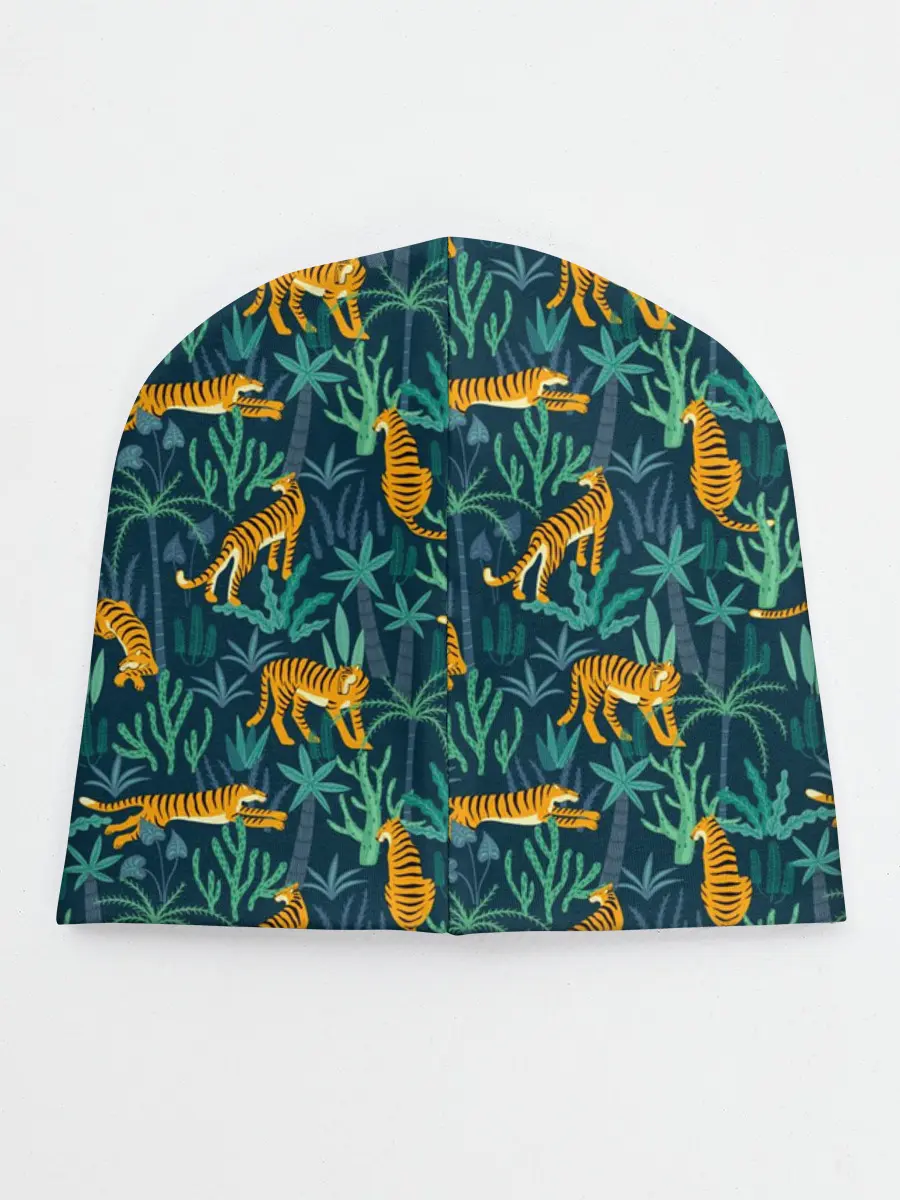 Детская шапка / Паттерн из Тигров и Растений