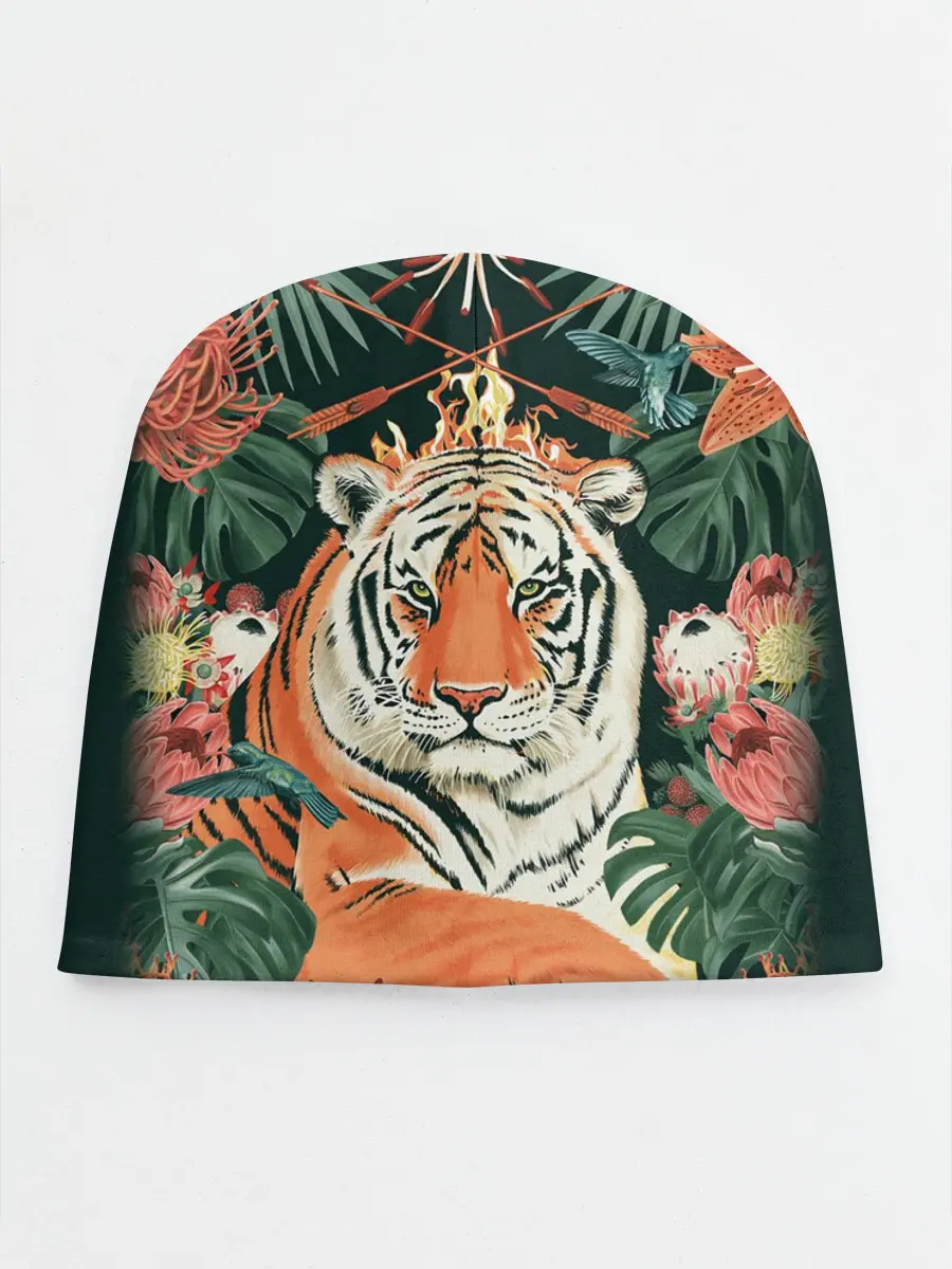 Детская шапка / Огненный Тигр в Цветах