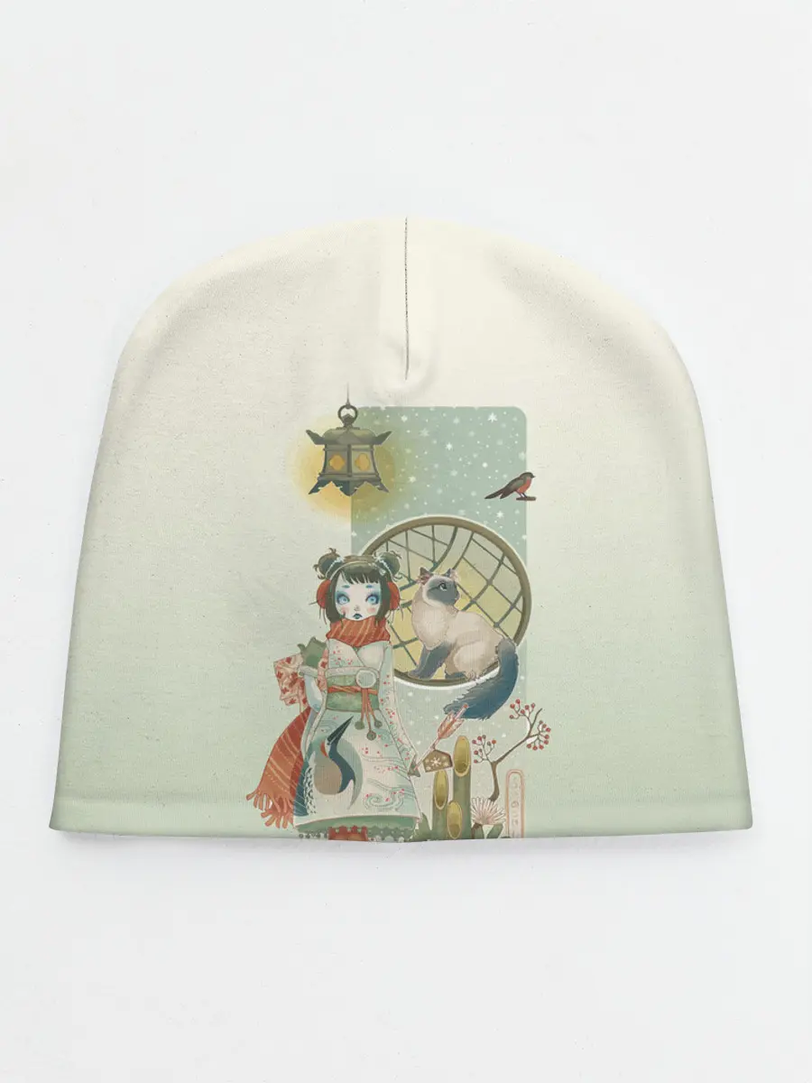 Детская шапка / девушка кимоно зима Япония кот
