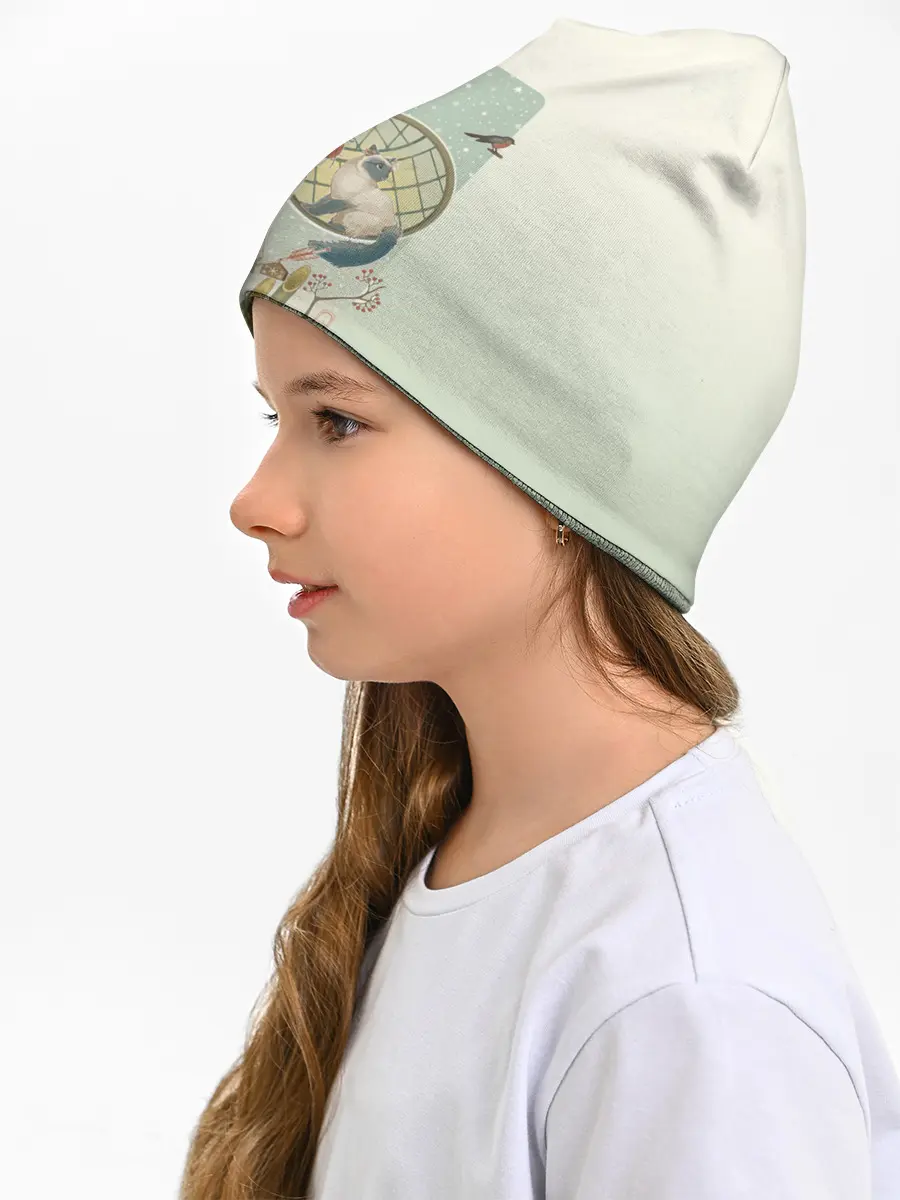 Детская шапка / девушка кимоно зима Япония кот