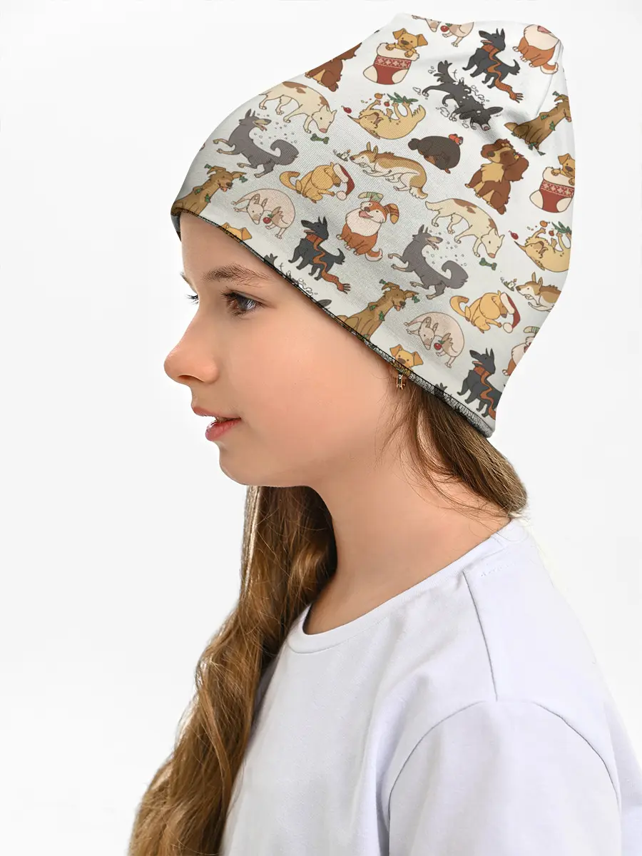 Детская шапка / узор песики собачки гав