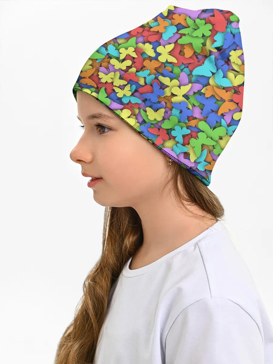 Детская шапка / Разноцветные бабочки