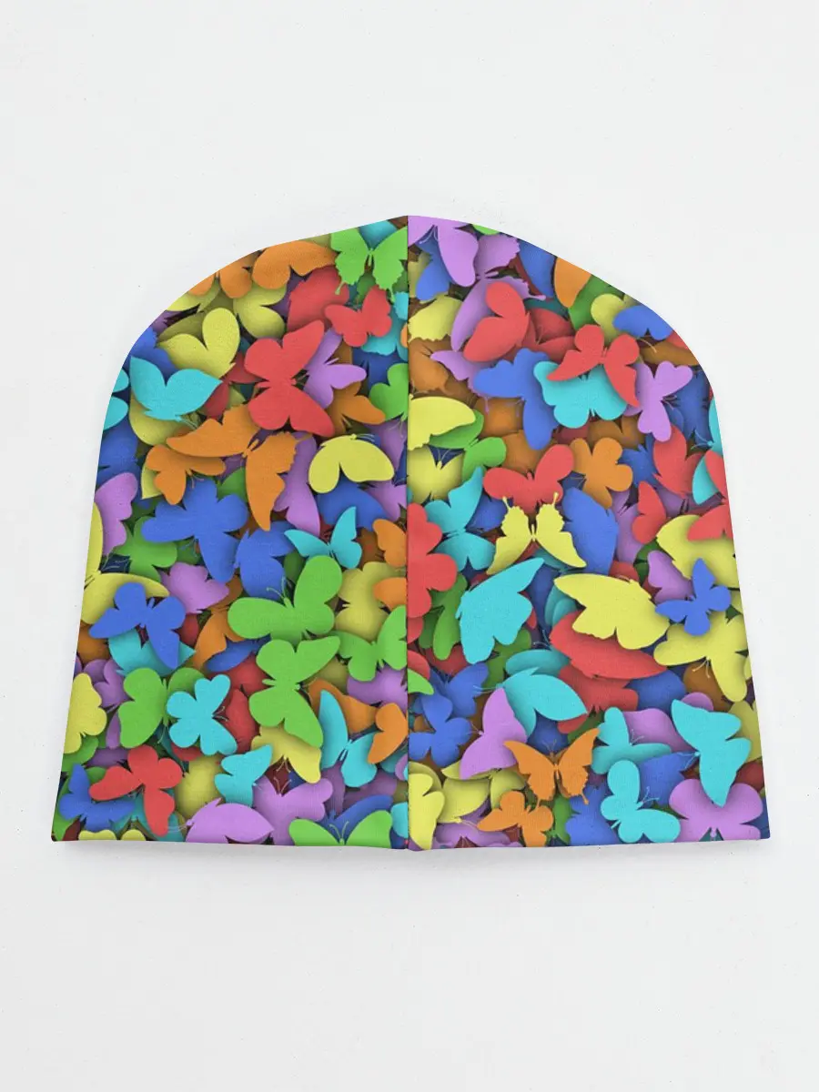 Детская шапка / Разноцветные бабочки