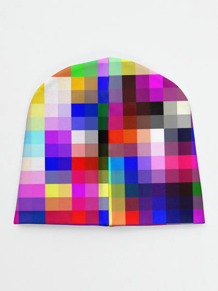 Детская шапка / РАЗНОЦВЕТНЫЕ ПИКСЕЛИ / КУБЫ