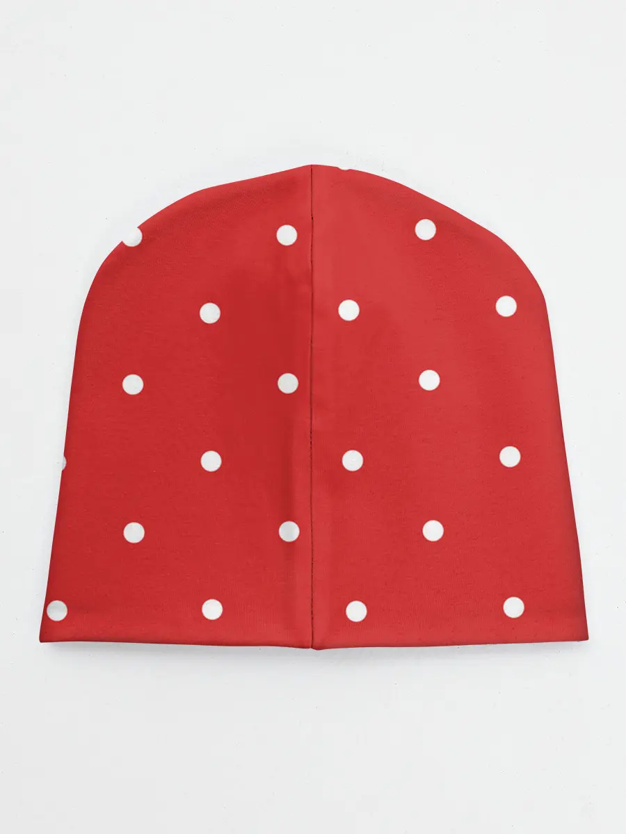 Детская шапка / Белый горошек на красном фоне