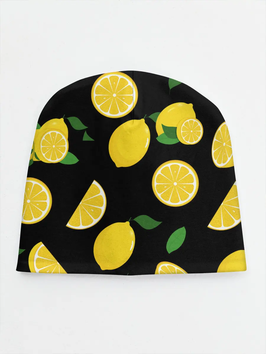 Детская шапка / Лимоны на чёрном