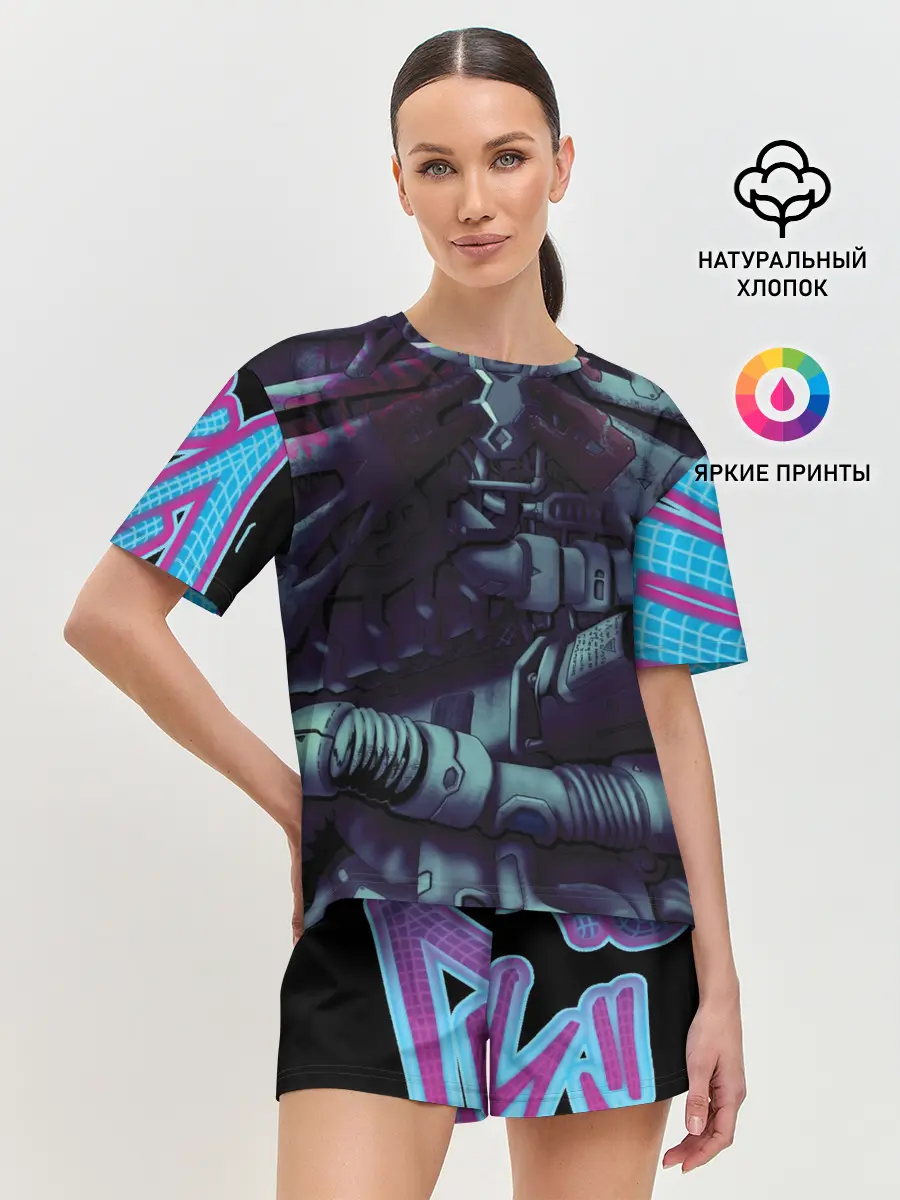 Женская пижама с шортами / Cuber skelet