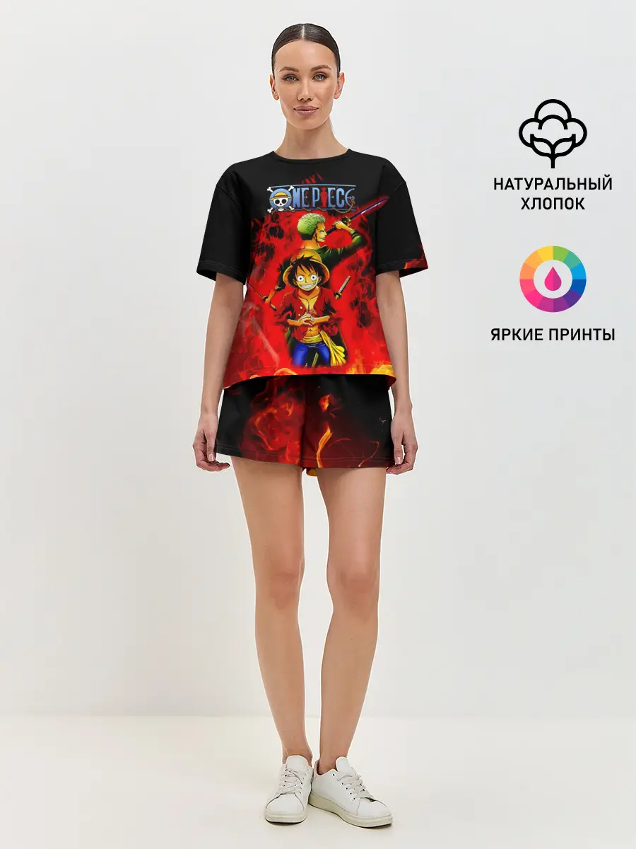 Женская пижама с шортами / Зоро и Луффи в огне One Piece