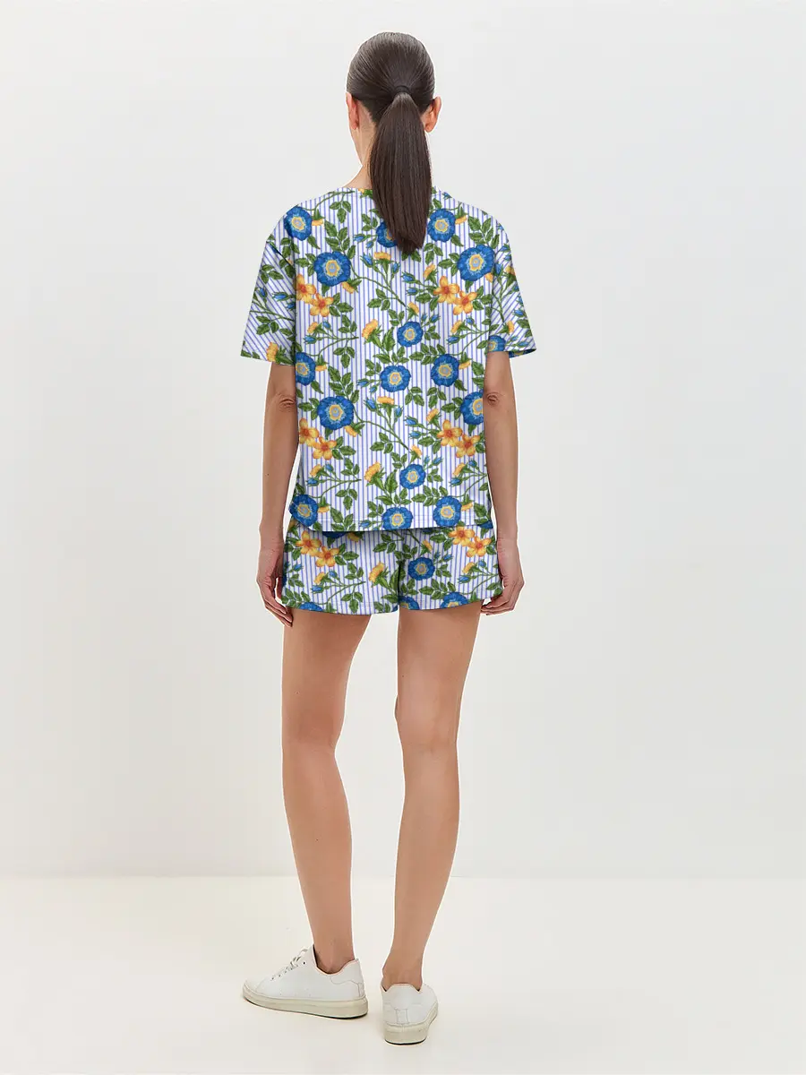 Женская пижама с шортами / Цветочки