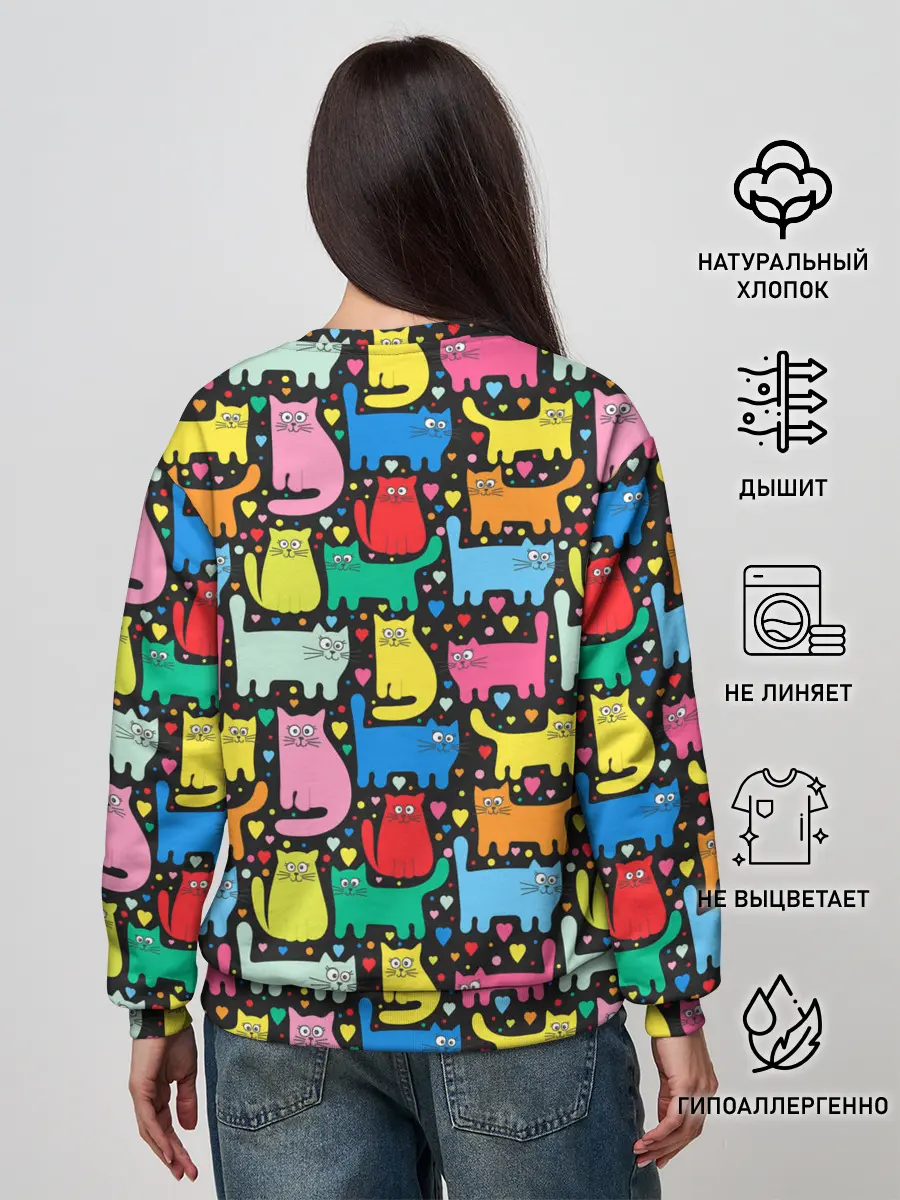 Женский свитшот / Разноцветные котики